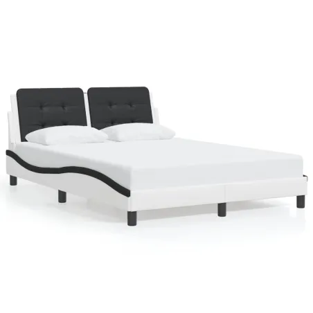 Cadre de lit sans matelas Zadar blanc et noir 140x190 cm similicuir