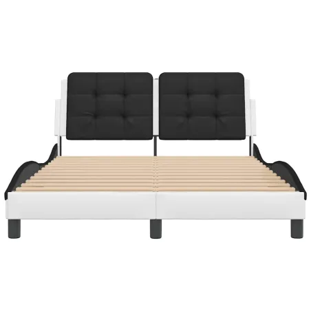 Cadre de lit sans matelas Zadar blanc et noir 140x190 cm similicuir