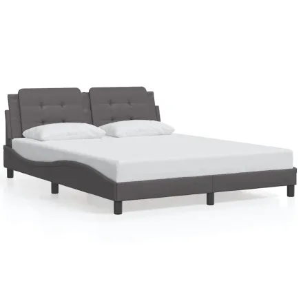 Cadre de lit sans matelas Zadar gris 160x200 cm similicuir 2