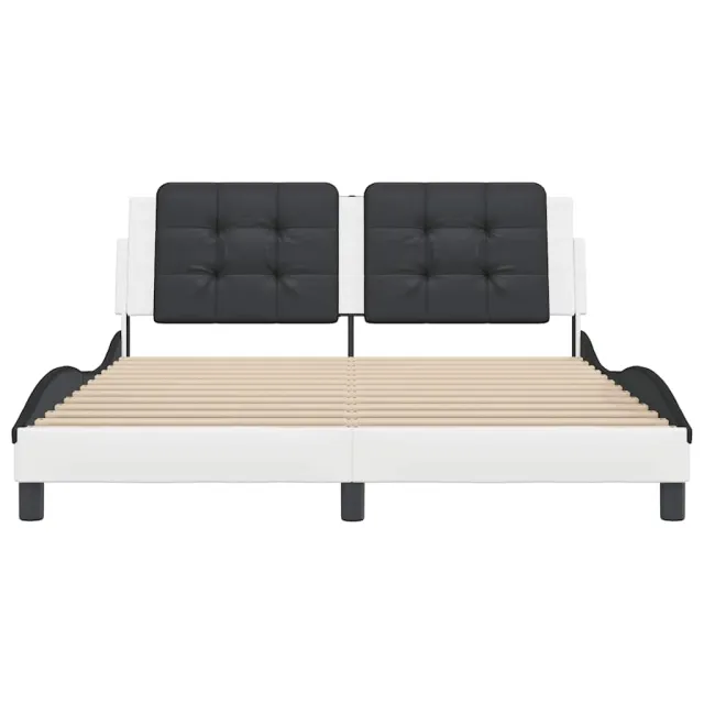 Cadre de lit sans matelas Zadar blanc et noir 160x200 cm similicuir