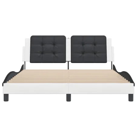 Cadre de lit sans matelas Zadar blanc et noir 160x200 cm similicuir