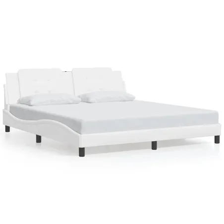 Cadre de lit sans matelas Zadar blanc 180x200 cm similicuir