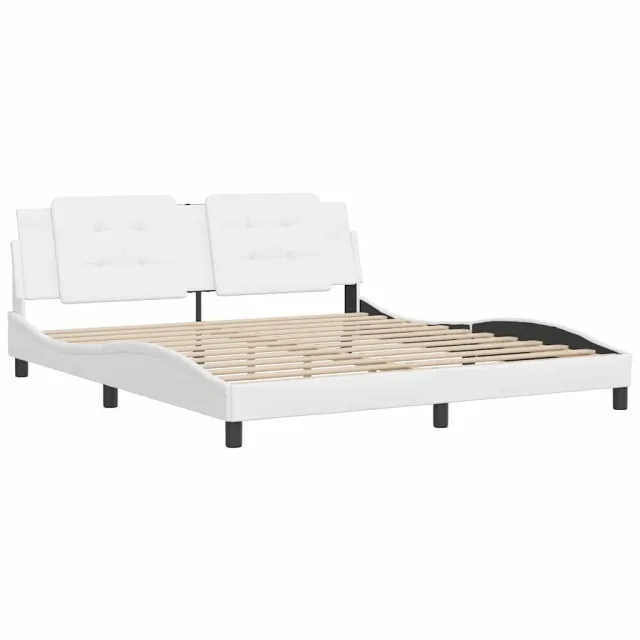 Cadre de lit sans matelas Zadar blanc 180x200 cm similicuir