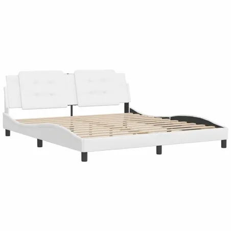 Cadre de lit sans matelas Zadar blanc 180x200 cm similicuir