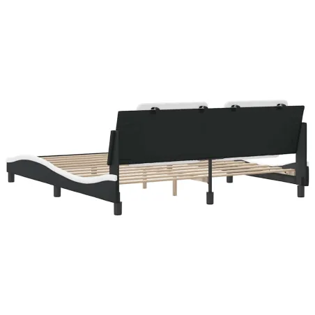 Cadre de lit sans matelas Zadar noir et blanc 180x200 cm similicuir