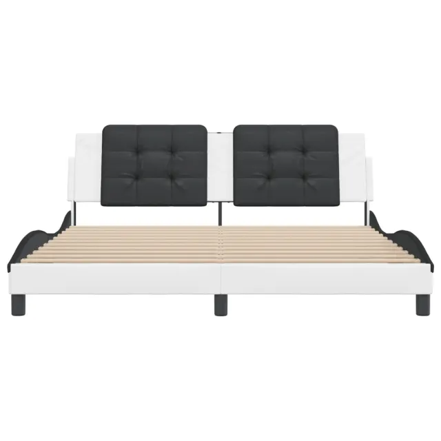 Cadre de lit sans matelas Zadar blanc et noir 180x200 cm similicuir