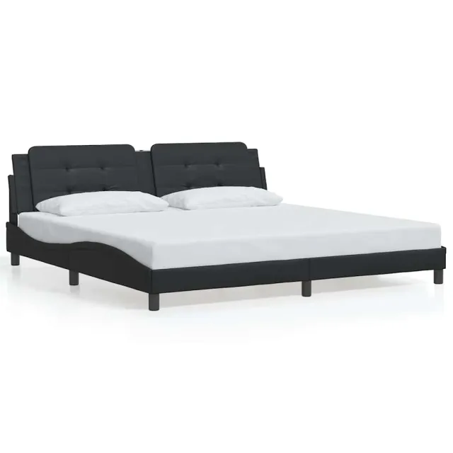 Cadre de lit sans matelas Zadar noir 200x200 cm similicuir