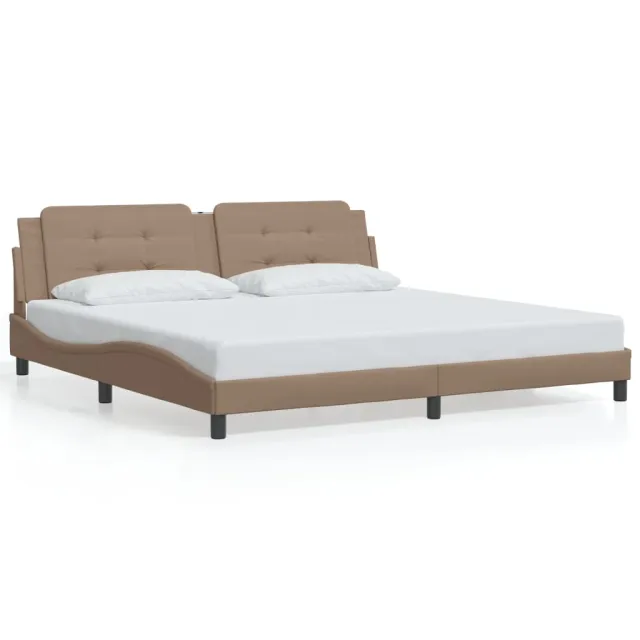 Cadre de lit sans matelas Zadar cappuccino 200x200 cm similicuir