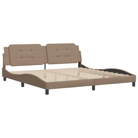 Cadre de lit sans matelas Zadar cappuccino 200x200 cm similicuir