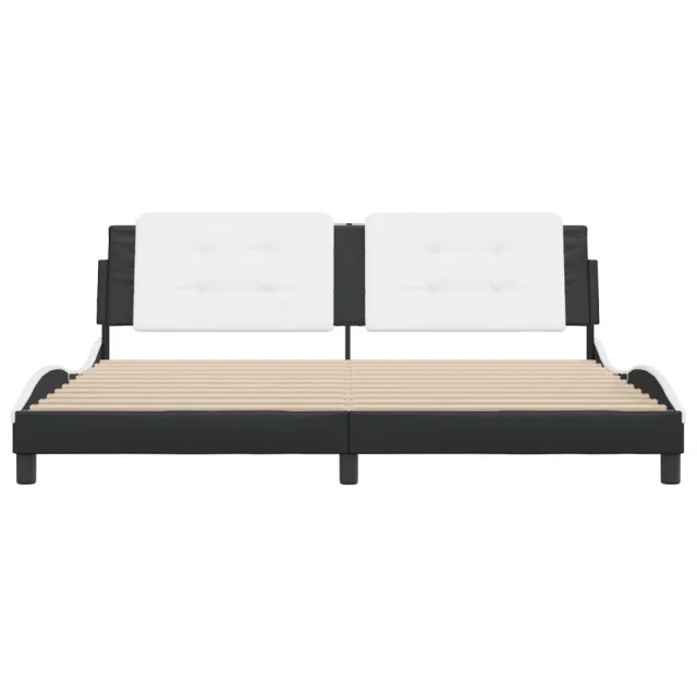 Cadre de lit sans matelas Zadar noir et blanc 200x200 cm similicuir