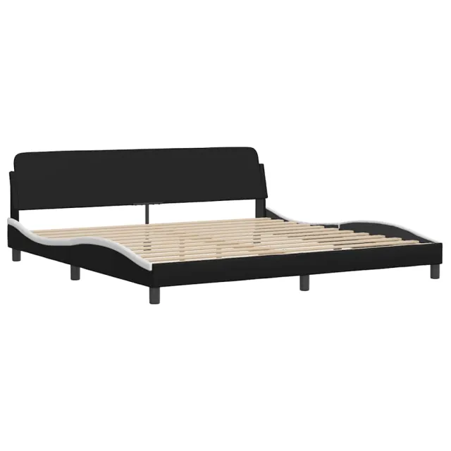 Cadre de lit sans matelas Zadar noir et blanc 200x200 cm similicuir