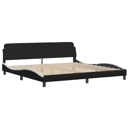 Cadre de lit sans matelas Zadar noir et blanc 200x200 cm similicuir