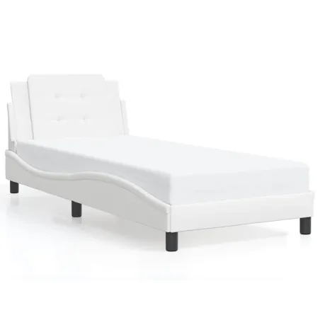 Cadre de lit sans matelas Zadar blanc 100x203 cm similicuir