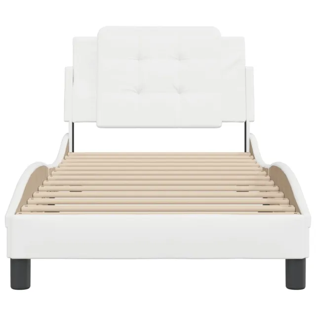 Cadre de lit sans matelas Zadar blanc 100x203 cm similicuir