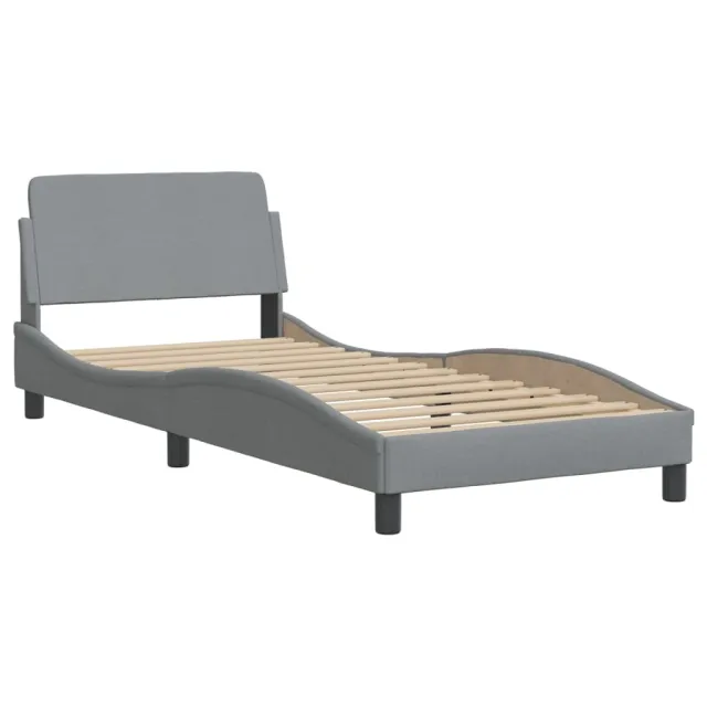 Lit avec matelas Dover gris clair 80x200 cm tissu