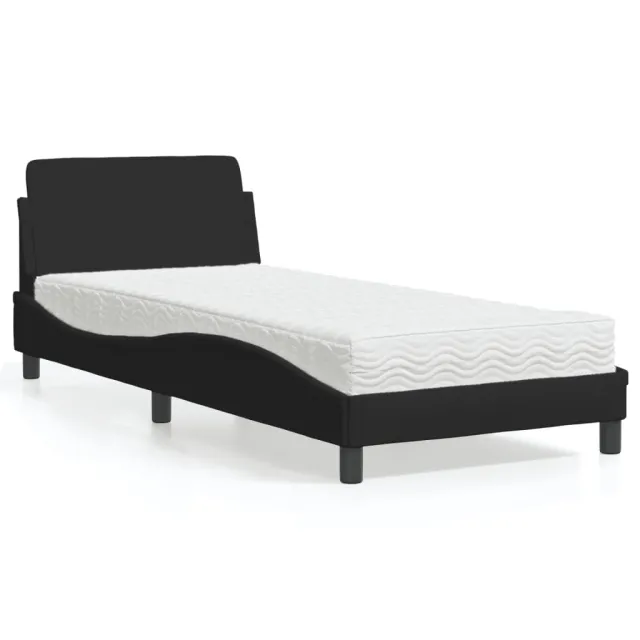 Lit avec matelas Dover noir 80x200 cm tissu