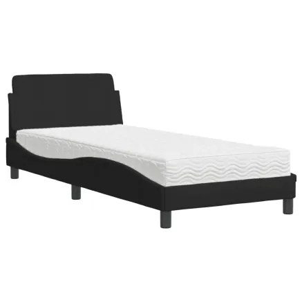 Lit avec matelas Dover noir 80x200 cm tissu 2