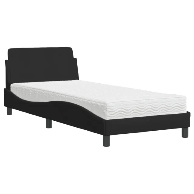 Lit avec matelas Dover noir 80x200 cm tissu