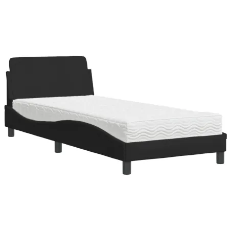 Lit avec matelas Dover noir 80x200 cm tissu