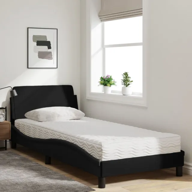 Lit avec matelas Dover noir 80x200 cm tissu