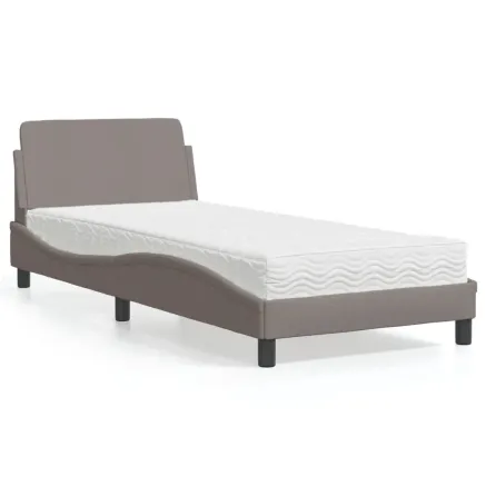 Lit avec matelas Dover taupe 80x200 cm tissu