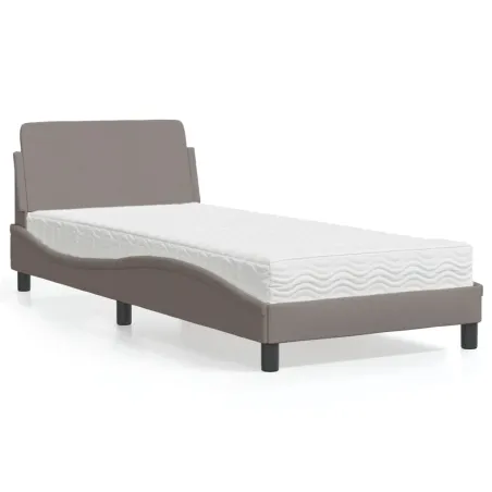 Lit avec matelas Dover taupe 80x200 cm tissu