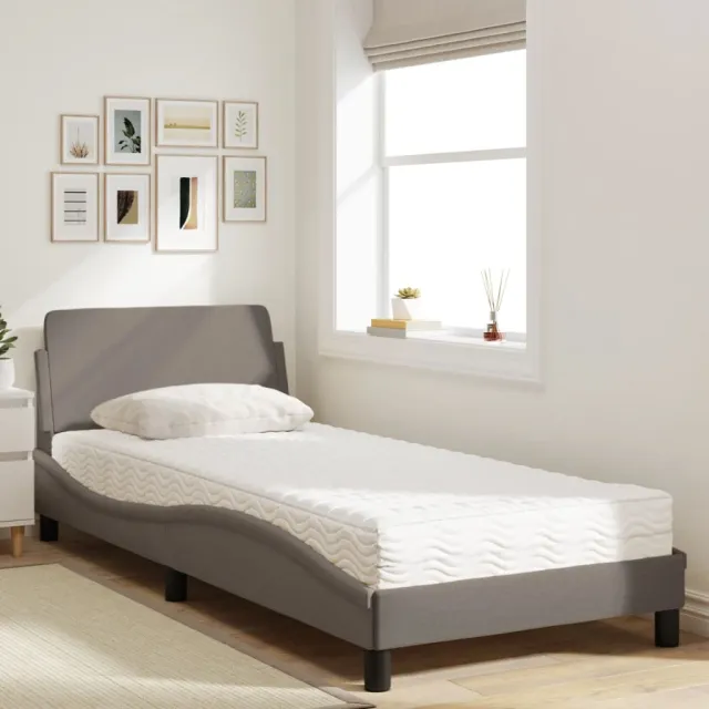 Lit avec matelas Dover taupe 80x200 cm tissu