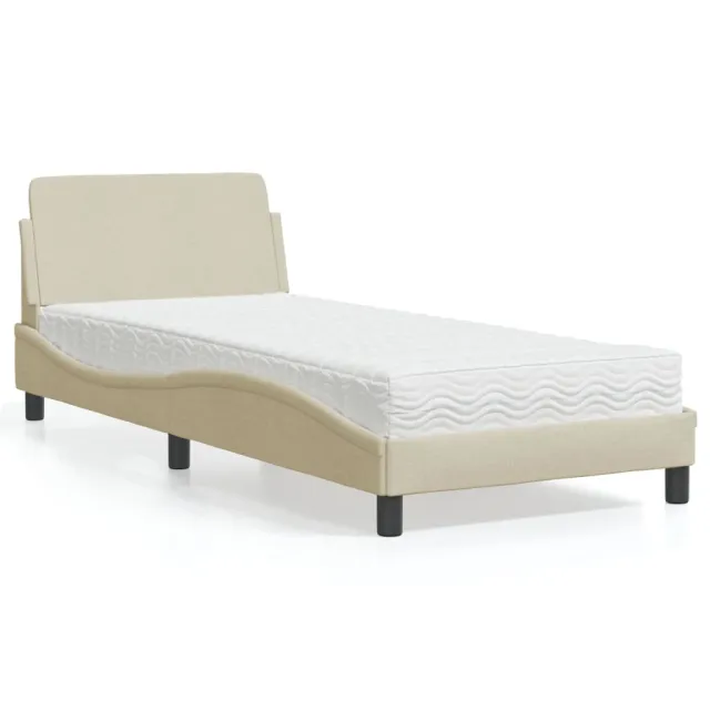 Lit avec matelas Dover crème 80x200 cm tissu