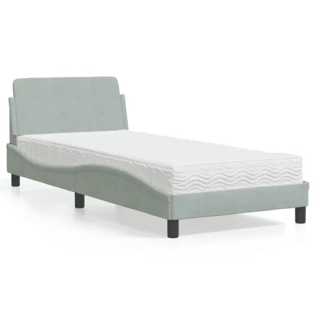 Lit avec matelas Dover gris clair 80x200 cm velours