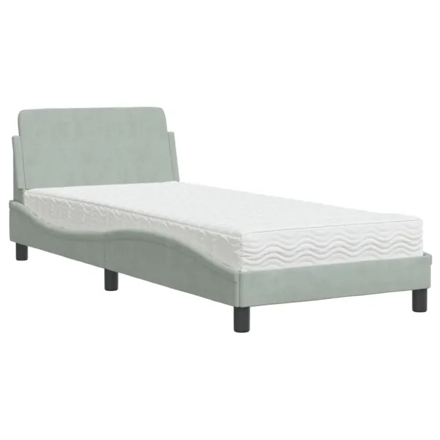 Lit avec matelas Dover gris clair 80x200 cm velours