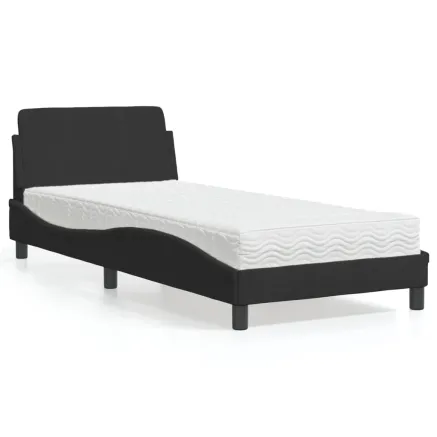 Lit avec matelas Dover noir 80x200 cm velours