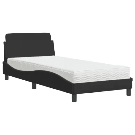 Lit avec matelas Dover noir 80x200 cm velours 2