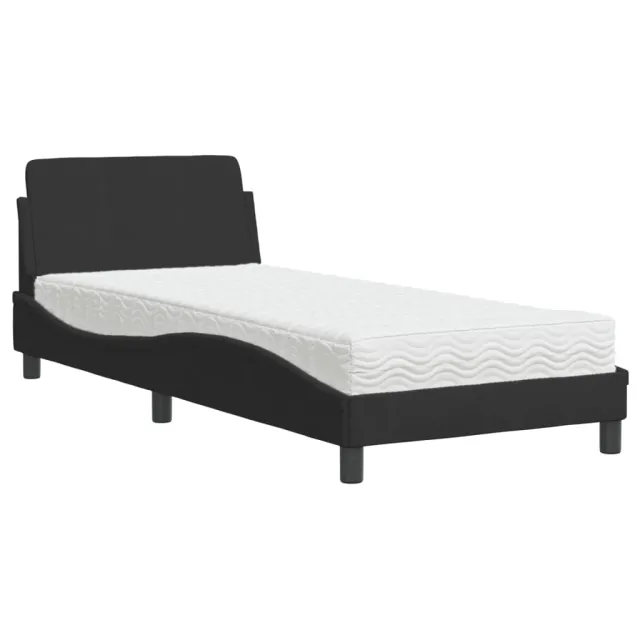 Lit avec matelas Dover noir 80x200 cm velours