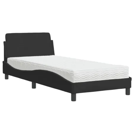 Lit avec matelas Dover noir 80x200 cm velours