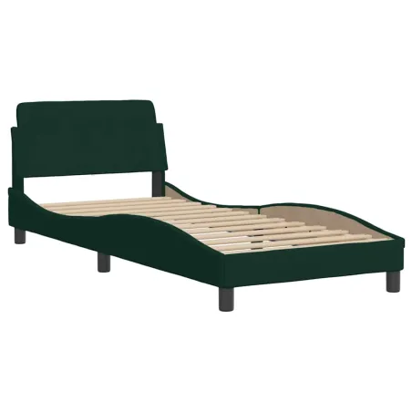 Lit avec matelas Dover vert foncé 80x200 cm velours