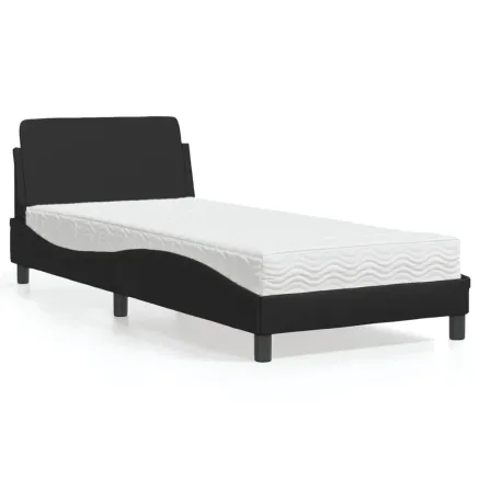 Lit avec matelas Dover noir 80x200 cm similicuir