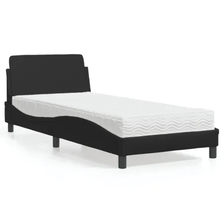 Lit avec matelas Dover noir 80x200 cm similicuir
