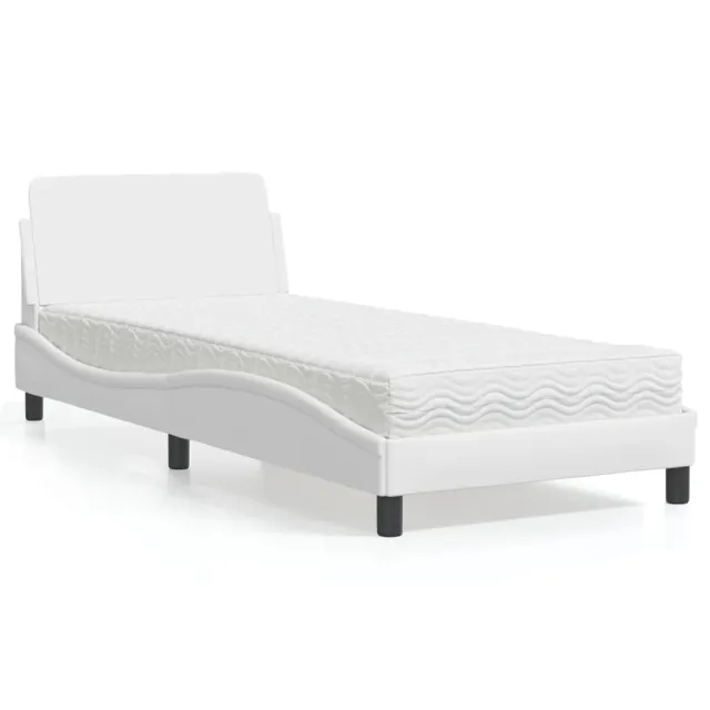 Lit avec matelas Dover blanc 80x200 cm similicuir