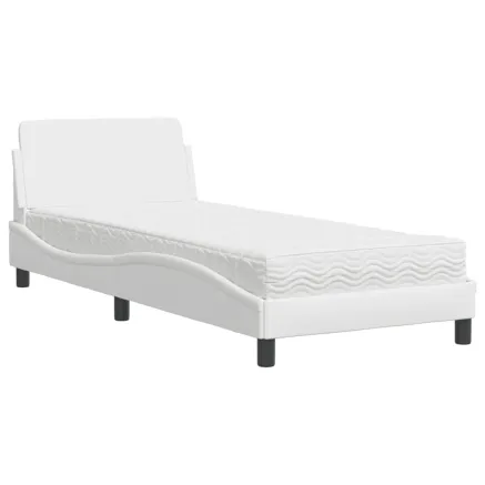 Lit avec matelas Dover blanc 80x200 cm similicuir 2