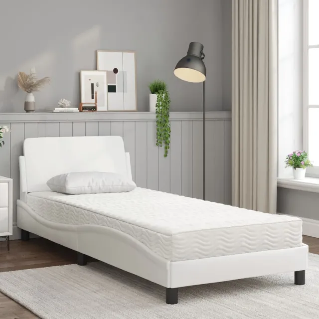 Lit avec matelas Dover blanc 80x200 cm similicuir