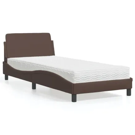 Lit avec matelas Dover marron 80x200 cm similicuir