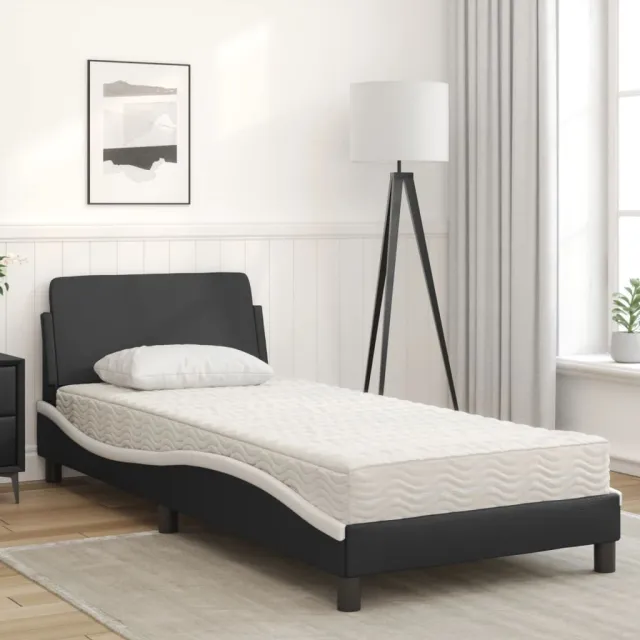 Lit avec matelas Dover noir et blanc 80x200 cm similicuir