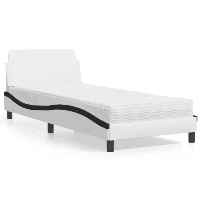 Lit avec matelas Dover blanc et noir 80x200 cm similicuir