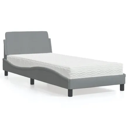 Lit avec matelas Dover gris clair 90x190 cm tissu 2