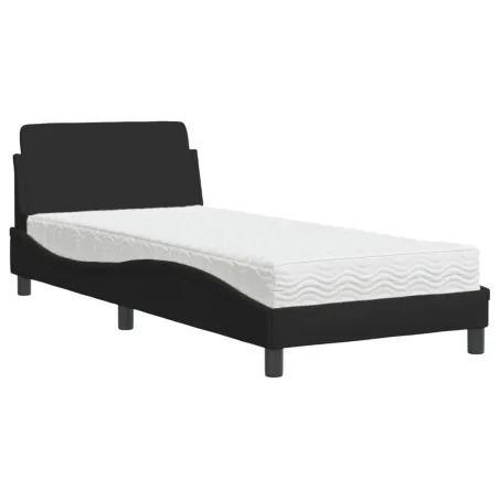 Lit avec matelas Dover noir 90x190 cm tissu