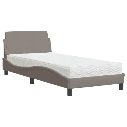Lit avec matelas Dover taupe 90x190 cm tissu 2