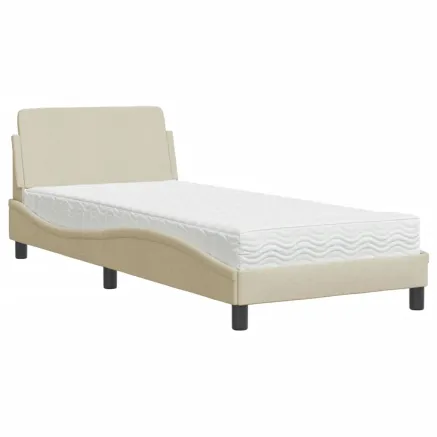 Lit avec matelas Dover crème 90x190 cm tissu 2