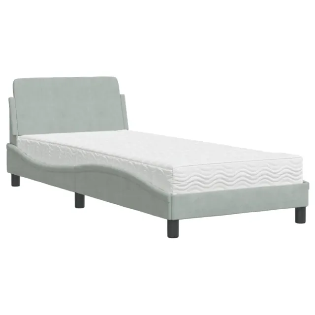 Lit avec matelas Dover gris clair 90x190 cm velours
