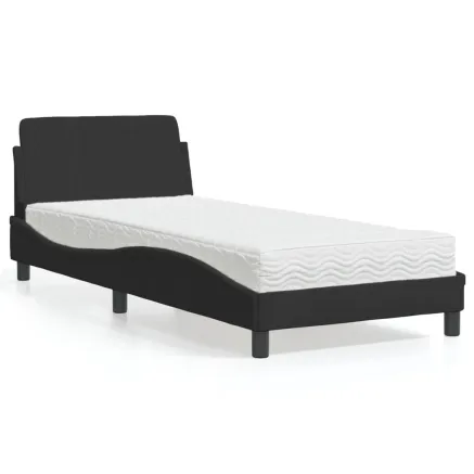 Lit avec matelas Dover noir 90x190 cm velours