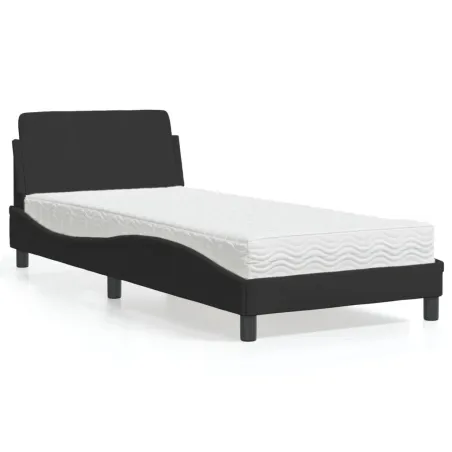Lit avec matelas Dover noir 90x190 cm velours